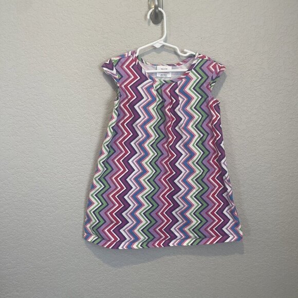 HANNA ANDERSSON Knit Dress Girls 110 US 5 6 Purple Zig Zag Cap Sleeve Summer - Picture 2 of 9